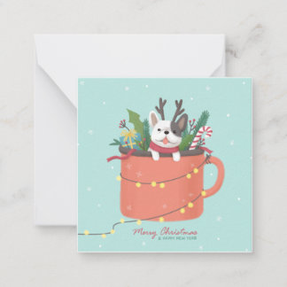 Cartão De Notas Feliz Natal: Arte Ilustradora de Cão