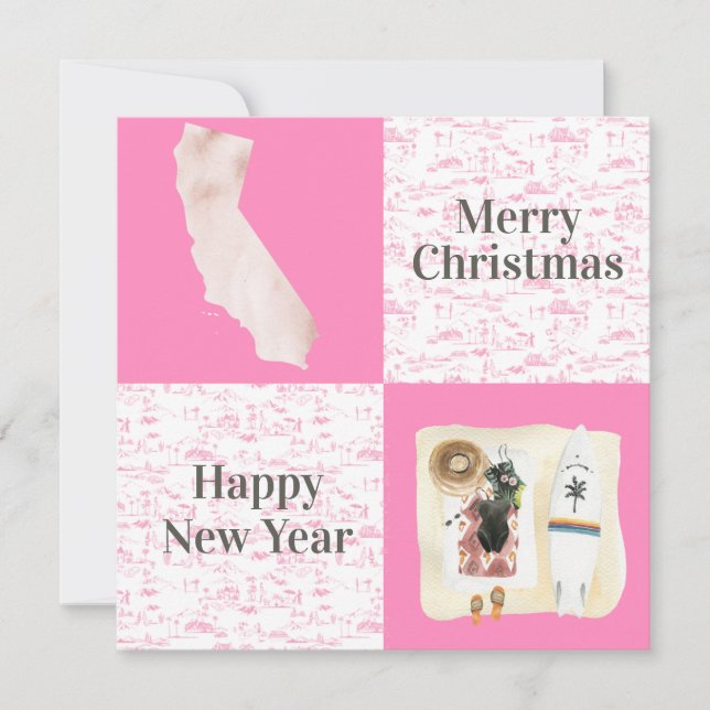 Cartão De Notas Feliz Natal da Foto Quadrada da Califórnia (Frente)
