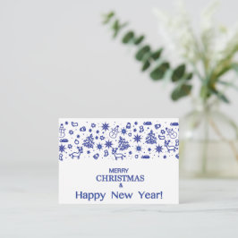 Cartão De Notas Feliz Natal! Desenhos azuis decorativos