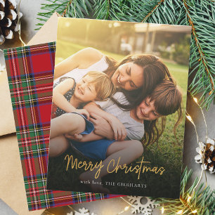 Cartão De Notas Feliz Natal Família Stewart Tartan Foto