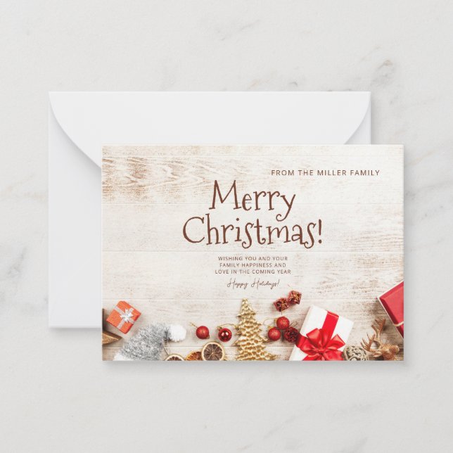 Cartão De Notas Feliz Natal, Feriado Minimalista (Frente)