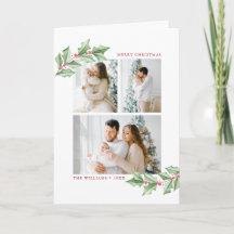 Feliz Natal Holly Photos Holiday Card
