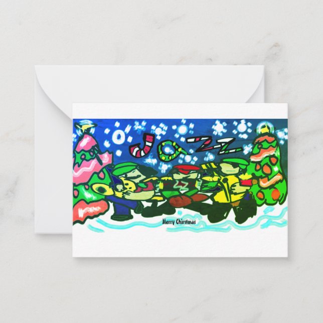 Cartão De Notas Feliz Natal Jazz Música Mug Invitation Magnet (Frente)