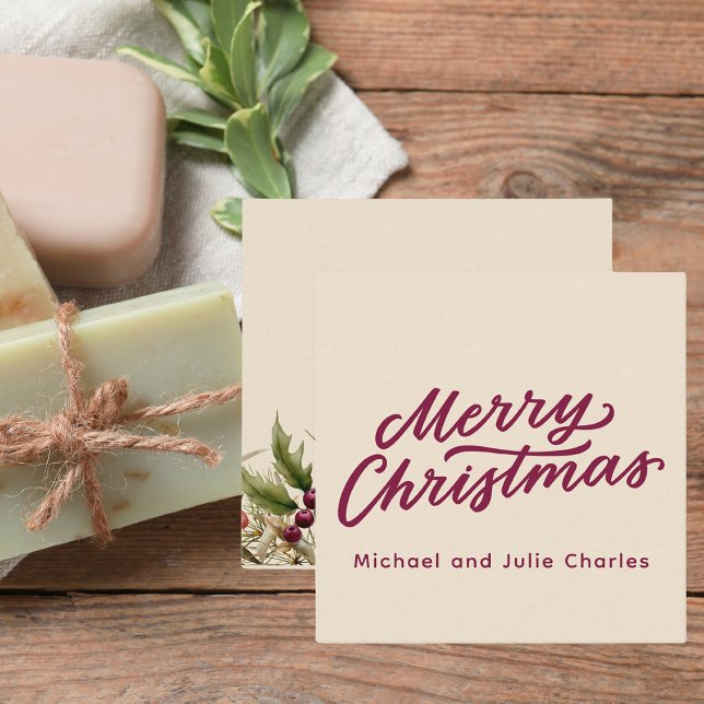 Cartão De Notas Feliz Natal Moderno Script Minimalista (Criador carregado)