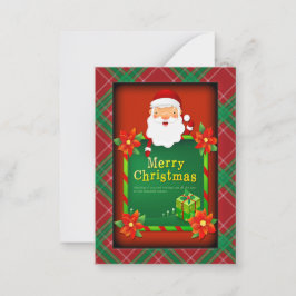 Cartão De Notas Feliz Natal Papais noeis Tartan Xadrez