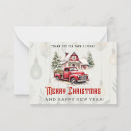 Cartão De Notas Feliz Natal Red Pickup