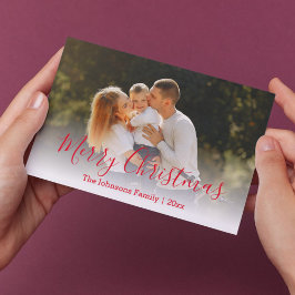 Cartão De Notas Feliz Natal Roteiro Vermelho Foto Desbotada Famíli