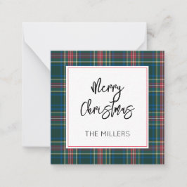 Cartão De Notas Feliz Natal Xadrez Tartan Presente Clássico Préppy