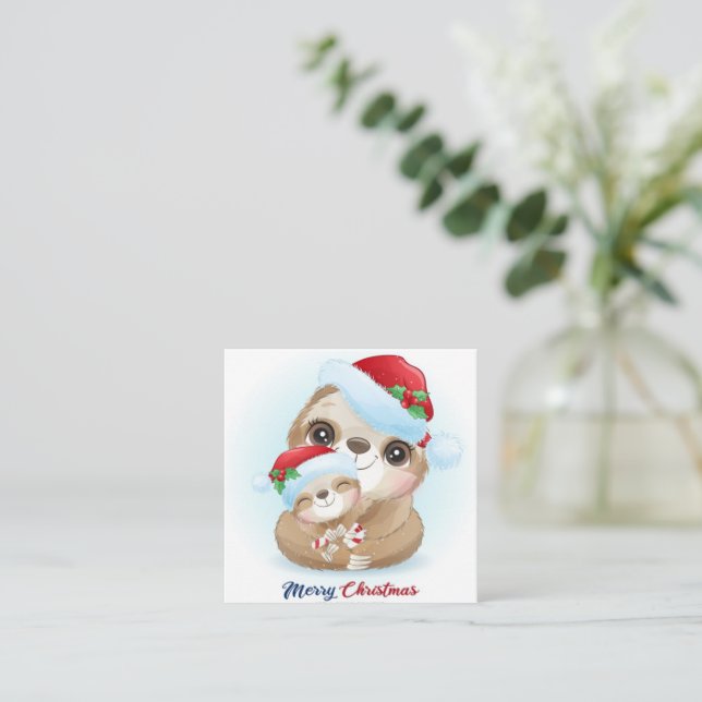 Cartão De Notas Feliz Slothmas (Em pé/Frente)