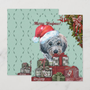 Cartão De Notas Feliz Woofmas! Poodle Santa Hat presente de Natal