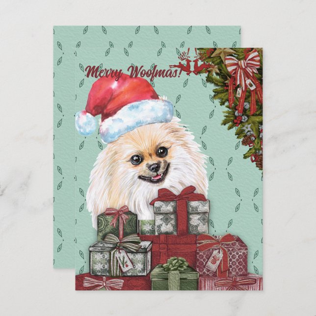Cartão De Notas Feliz Woofmas! Presente de Natal do Papai Noel da  (Frente/Verso)