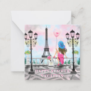 Cartão De Notas Felizes Férias de Verão - Eu Amo Paris - Linda