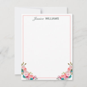 Cartão De Notas Feminina Tulip Floral Watercolor Personalizada