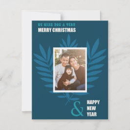 Cartão De Notas Feriado de Natal da Moldura da Família Teal Azul