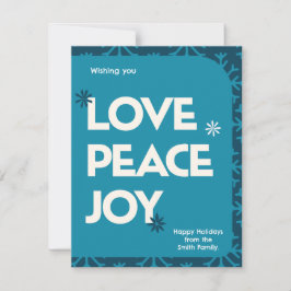 Cartão De Notas Feriado de Natal da Moldura da Família Teal Azul