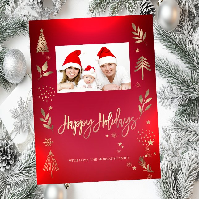 Cartão De Notas Feriados Felizes da Ramificação Vermelha da Árvore (Criador carregado)