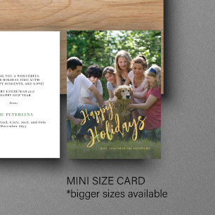 Cartão De Notas Feriados Felizes do Orçamento Faux Gold Foliday