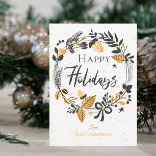 Cartão De Notas Feriados Felizes Elegantes Feriados Amarelos Freso