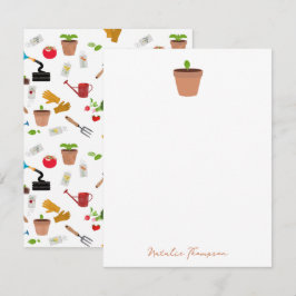 Cartão De Notas Ferramentas de jardinagem Plantas Padrão de jardin
