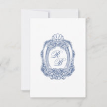 Festa Barroca Iniciais Azuis Franceses Casamento A