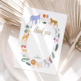 Cartão De Notas Festa de aniversário De Animais Safari Obrigado