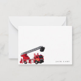 Cartão De Notas Festa de Aniversário do Caminhão de Bombeiros Verm