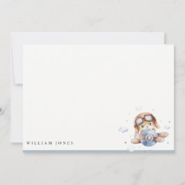 Cartão De Notas Festa de Aniversário Infantil Avião Rust Navy Fofo