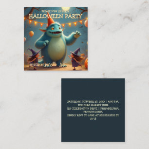 Cartão De Notas Festa de Halloween do Monstro Feliz para Crianças