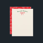 Cartão De Notas Festivo Vermelho Simples Arco em Nome Papel de Car<br><div class="desc">Um padrão de arcos simples e doces feitos à mão no vermelho festivo de cereja dá a esta carta de papelaria pessoal plana um ar cuidadoso e alegre, perfeito para a correspondência de férias de inverno e para as notas de Natal poste ou como presente de hospedagem. Personalize o texto...</div>