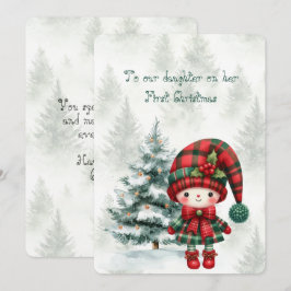 Cartão De Notas Filha do Tartan Vermelho Primeiro Natal