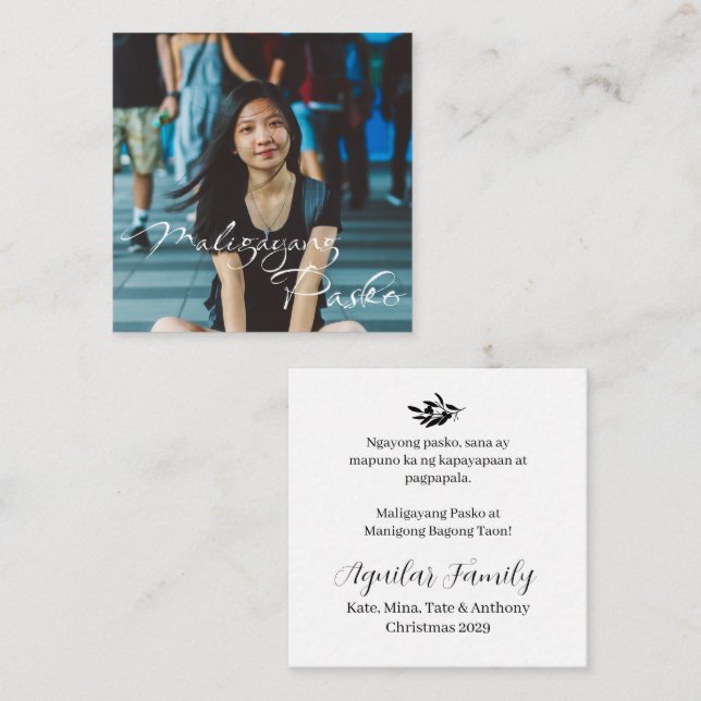 Cartão De Notas Filipino Christmas Maligayang Pasko (Frente/Verso)