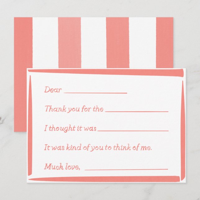 Cartão De Notas Fill-In-The-Blank "Handwritten" Thank You Notes (Frente/Verso)