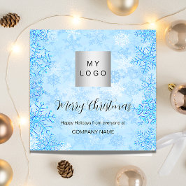 Cartão De Notas Fim de inverno azul de Natal para neve QR Instagra