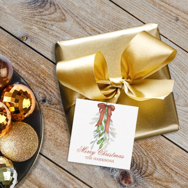 Cartão De Notas Fita de Cobre de Aquarela Fita Garland Swap Natal (Watercolor Copper Christmas Bow Garland Gift Enclosure Cards)