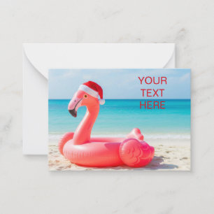 Cartão De Notas flamingo de Natal com chapéu de Santa
