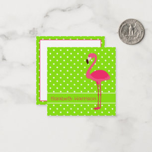 Cartão De Notas Flamingo Personalizado com Pontos Pink e Verde