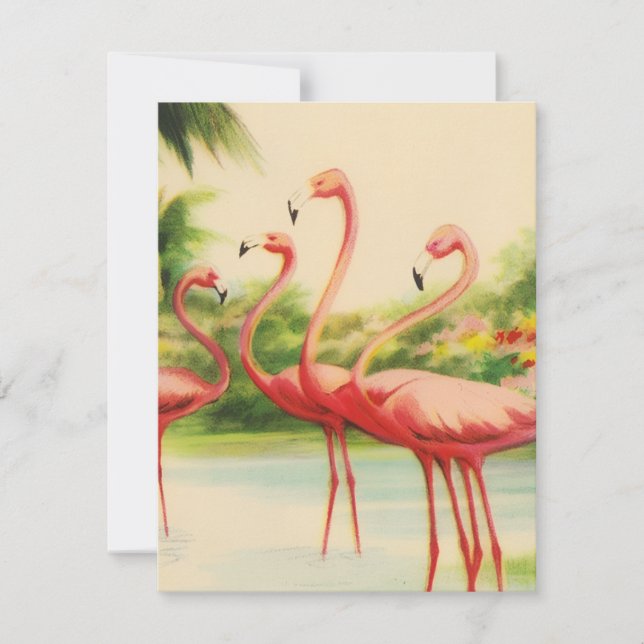 Cartão De Notas Flamingos Vintage (Frente)
