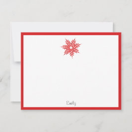 Cartão De Notas Floco de Neve Aquarela Vermelha  