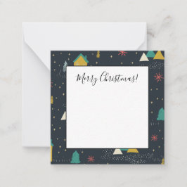 Cartão De Notas Flocos de Neve Caindo em Pequenas Casas numa Noite