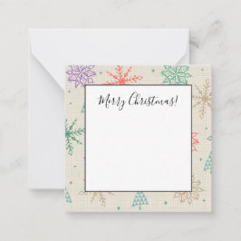 Cartão De Notas Flocos de Neve Desenhados à Mão Árvores de Natal M