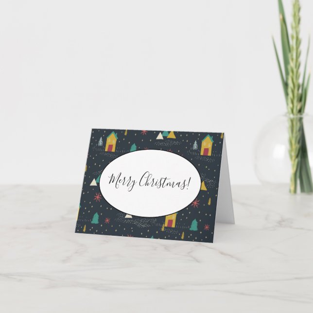 Cartão De Notas Flocos de neve noturna de inverno Aterrissando em  (Frente)