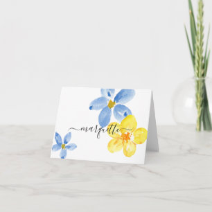 Cartão De Notas Flor Amarelo Amarelo Azul Moderno