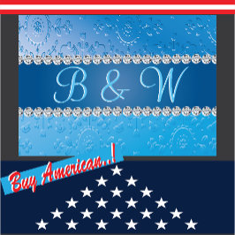 Cartão De Notas Flor Azul Monograma Emboscada