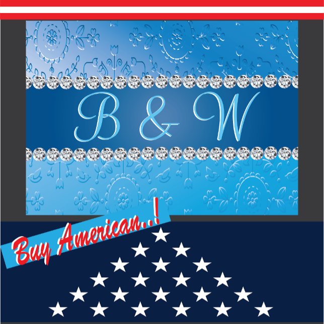 Cartão De Notas Flor Azul Monograma Emboscada (Criador carregado)