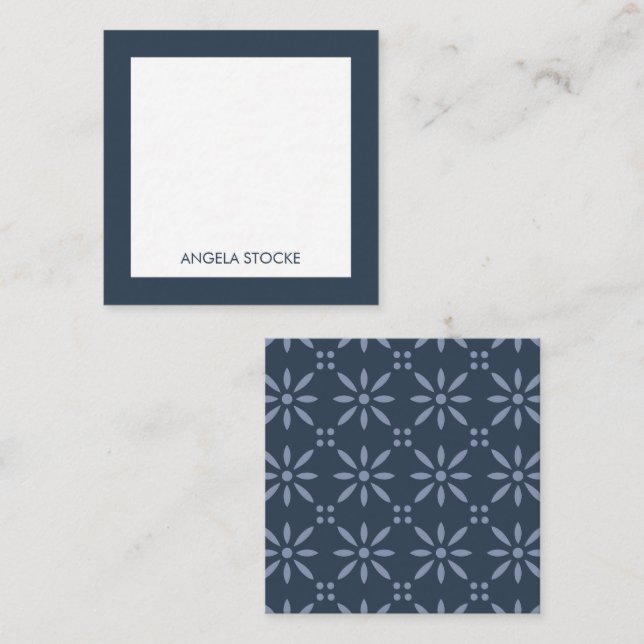 Cartão De Notas Flor Azul Personalizada Retro (Frente/Verso)