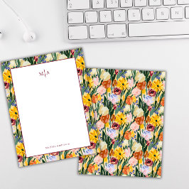 Cartão De Notas Flor Colorida Pintura Monograma Nome Pessoal