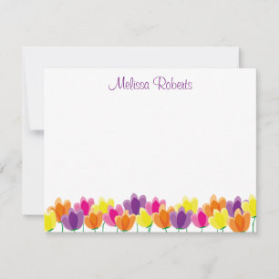 Cartão De Notas Flor de Aquarela Colorida Personalizado
