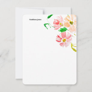 Cartão De Notas Flor de aquarela personalizada