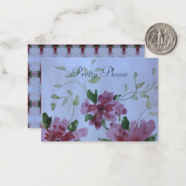 Cartão De Notas Flor De Aquarelas Com Cor Rosa E Azul