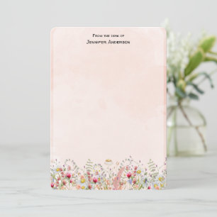 Cartão De Notas Flor de Campo Moderna Botânica Floral Personalizad